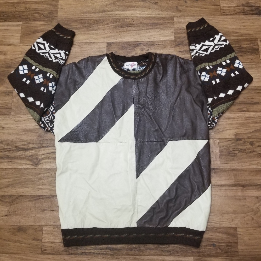 Vintage Bagazio Men's Leather sweater